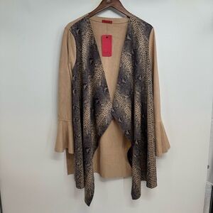 NWT Saint Gil Paris Womens Open Front Duster Coat Women’s XL Tan Side Slits